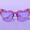 Sydämen malliset magentat aurinkolasit timanttikoristeilla titiMadam Jewelry