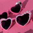 Sydämen muotoiset pinkit timantti kukka aurinkolasit titiMadam Jewelry 13