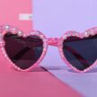 Sydämen muotoiset pinkit timantti helmi aurinkolasit titiMadam Jewelry
