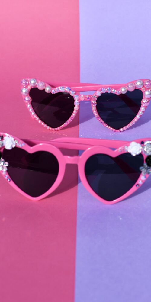 Sydämen muotoiset pinkit timantti kukka aurinkolasit titiMadam Jewelry