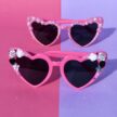 Sydämen muotoiset pinkit timantti kukka aurinkolasit titiMadam Jewelry