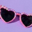 Sydämen muotoiset pinkit timantti kukka aurinkolasit titiMadam Jewelry