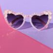Vaaleanpunaiset sydämen muotoiset timantti aurinkolasit titiMadam Jewelry