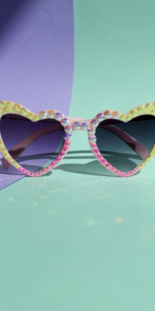 Vaaleanpunaiset sydämen muotoiset timantti aurinkolasit titiMadam Jewelry 7