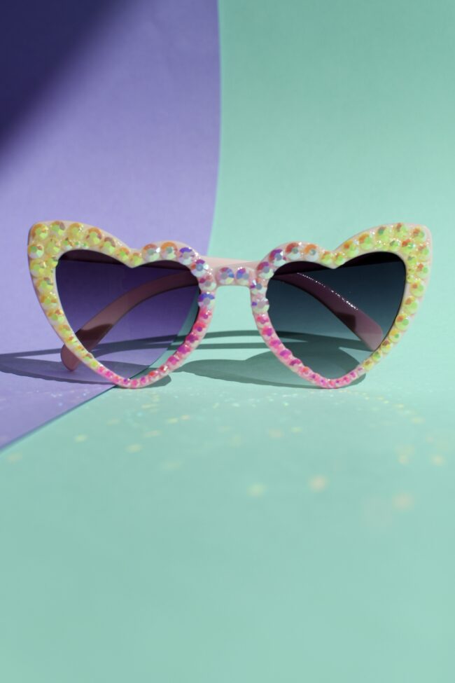 Vaaleanpunaiset sydämen muotoiset timantti aurinkolasit titiMadam Jewelry 7