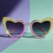 Vaaleanpunaiset sydämen muotoiset timantti aurinkolasit titiMadam Jewelry