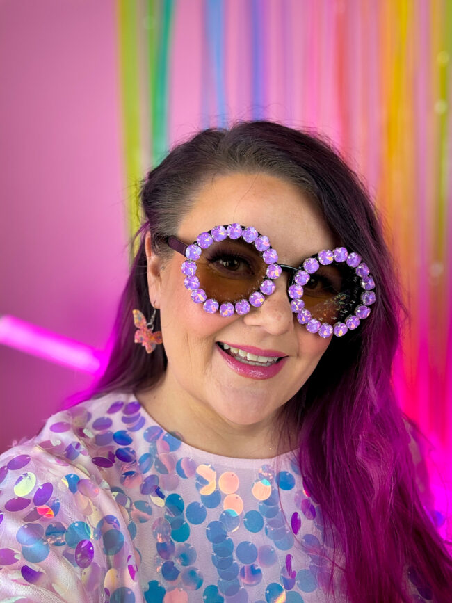 Pyöreät isot laventelit timantti aurinkolasit titiMadam Pyöreät isot laventelit timantti aurinkolasit titiMadam