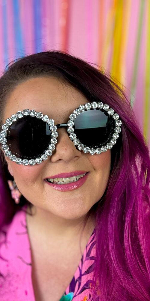 Pyöreät isot mustat timantti aurinkolasit titiMadam Jewelry