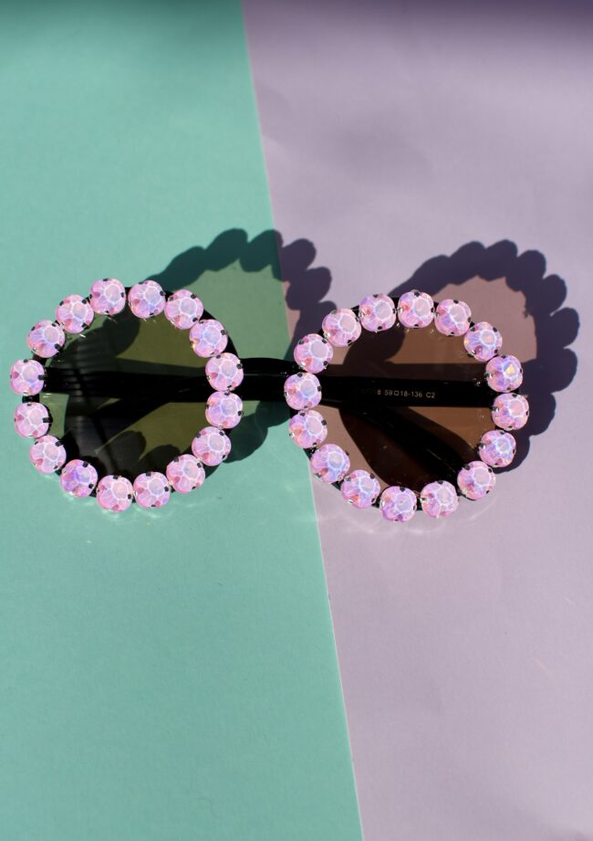 Pyöreät mustat vaaleanpunaiset Timantti Aurinkolasit titiMadam Pyöreät mustat vaaleanpunaiset Timantti Aurinkolasit titiMadam