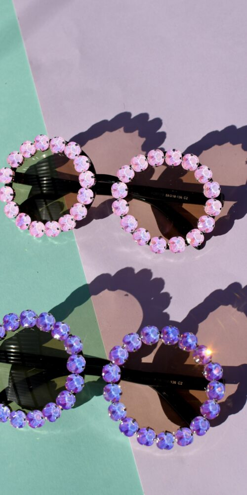 Upeat pyöreät timantti aurinkolasit laventeli vaaleanpunainen titiMadam Jewelry