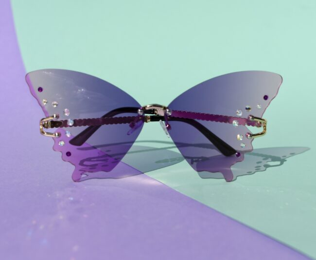 Perhosen muotoiset liilat timantti aurinkolasit titiMadam Jewelry Perhosen muotoiset liilat timantti aurinkolasit titiMadam Jewelry