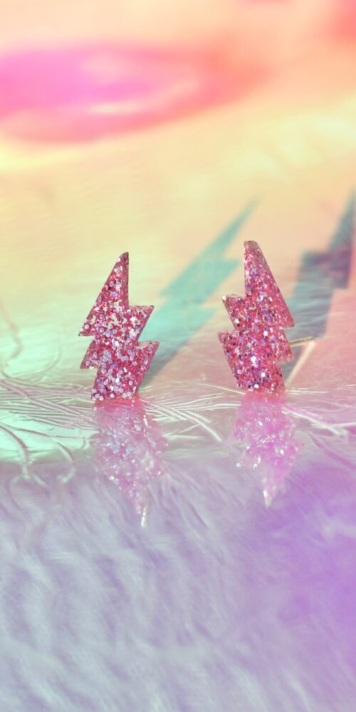 Pienet Salama Nappikorvakorut vaaleanpunainen glitter titiMadam