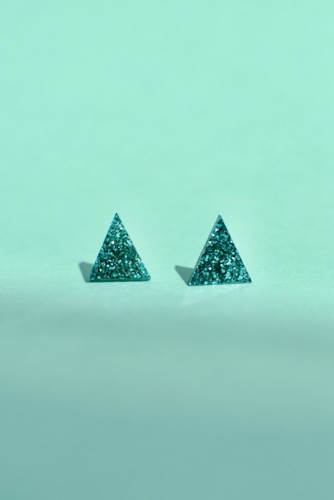 Pienet Glitter Kolmio Jade Nappikorvakorut titiMadam Pienet Glitter Kolmio Jade Nappikorvakorut titiMadam