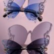 Perhosen malliset aurinkolasit timanttikoristeilla musta ja sininen titiMadam Jewelry