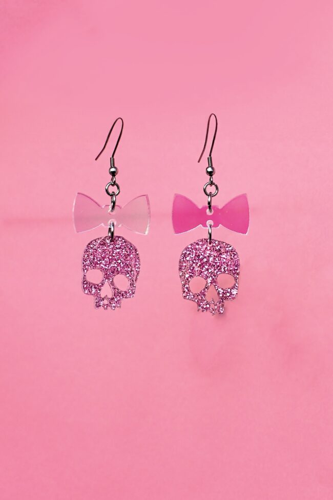 Glitter Halloween Pääkallo pienet korvakorut vaaleapunainen titiMadam Jewelry Glitter Halloween Pääkallo pienet korvakorut vaaleapunainen titiMadam Jewelry