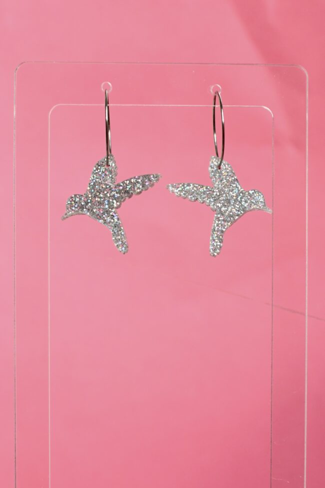 Glitter Kolibri korvakorut pieni koko hopea titiMadam Glitter Kolibri korvakorut pieni koko hopea titiMadam