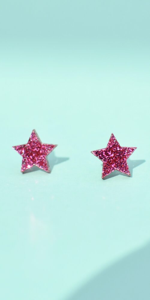 Pienet Glitter Tähti nappikorvakorut pinkki titiMadam Jewelry Pienet Glitter Tähti nappikorvakorut pinkki titiMadam Jewelry