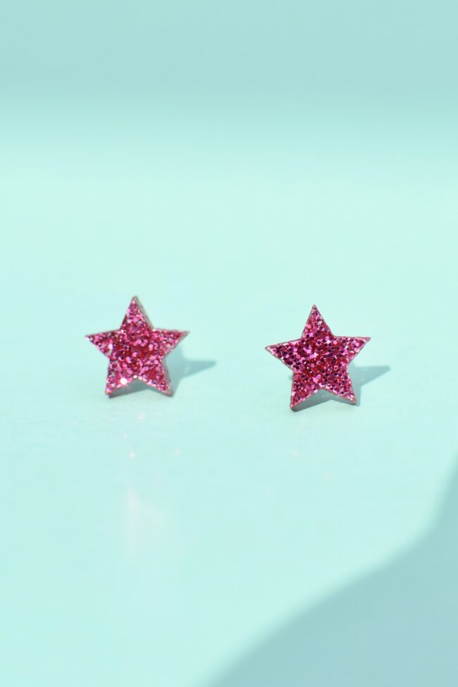 Pienet Glitter Tähti nappikorvakorut pinkki titiMadam Jewelry Pienet Glitter Tähti nappikorvakorut pinkki titiMadam Jewelry