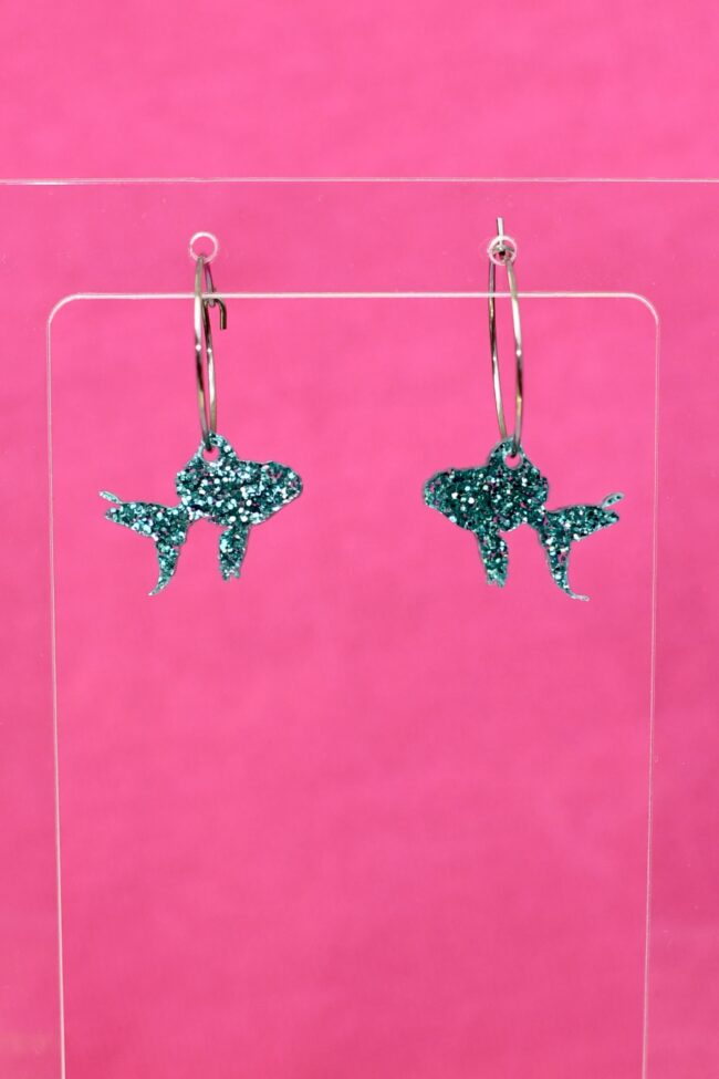 Glitter Kultakala jade korvakorut renkaalla titiMadam Jewelry