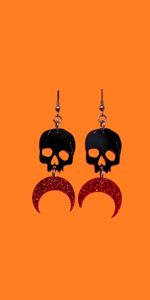 Pienet mustat Halloween Pääkallo korvakorut musta punainen titiMadam Jewelry