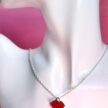 Pieni Punainen Glitter Huulet kaulakoru hopea titiMadam