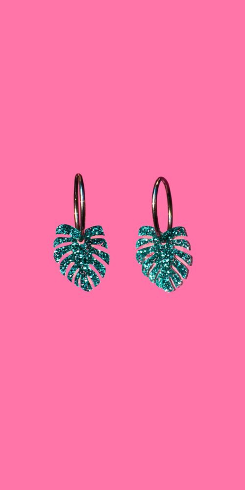 Pienet Monstera korvakorut renkaalla jade glitter titiMadam Jewelrty