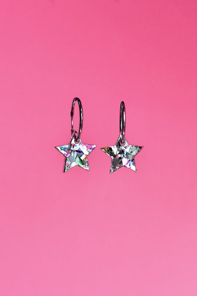 Pienet Glitter Tähti korvakorut hoops renkaalla party titiMadam Jewelry