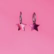 Pienet Tähti korvakorut hoops renkaalla pinkki peili titiMadam Jewelry