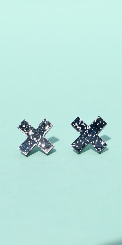 glitter Ruksi mustat nappikorvakorut titiMadam Jewelry