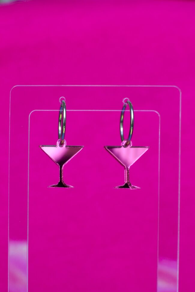 Pienet Cocktail korvakorut pinkki peili renkaalla titiMadam Jewelry Pienet Cocktail korvakorut pinkki peili renkaalla titiMadam Jewelry