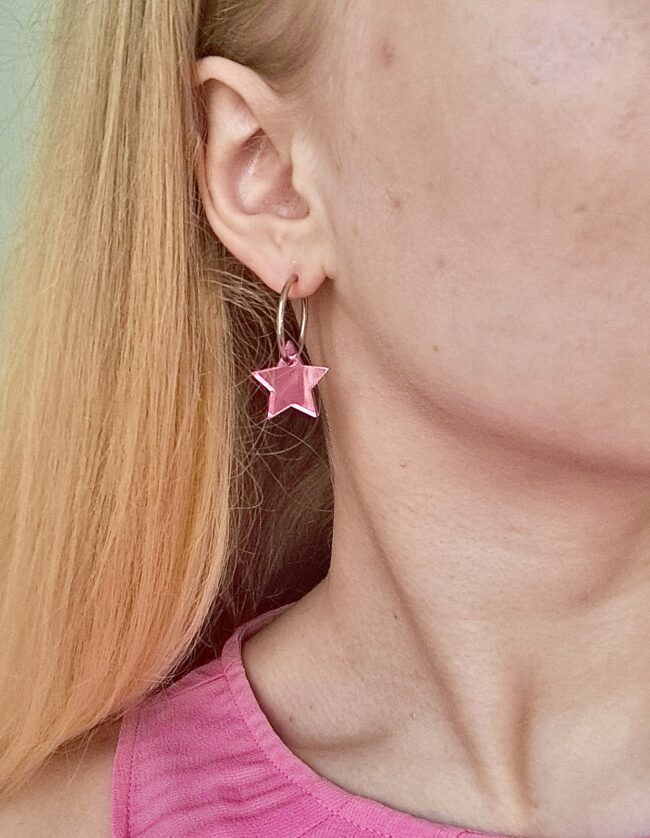 Pienet Tähti Korvakorut pinkki hoop renkaalla titiMadam Jewelry Pienet Tähti Korvakorut pinkki hoop renkaalla titiMadam Jewelry