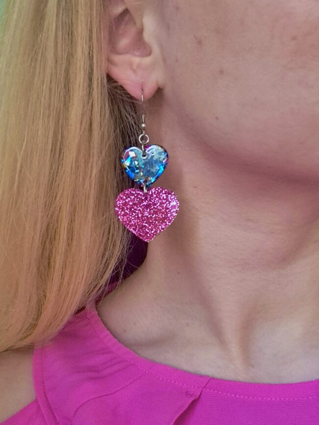 Uniikit Glitter DoubleHeart Sydän korvakorut pinkki titiMadam Jewelry Uniikit Glitter DoubleHeart Sydän korvakorut pinkki titiMadam Jewelry