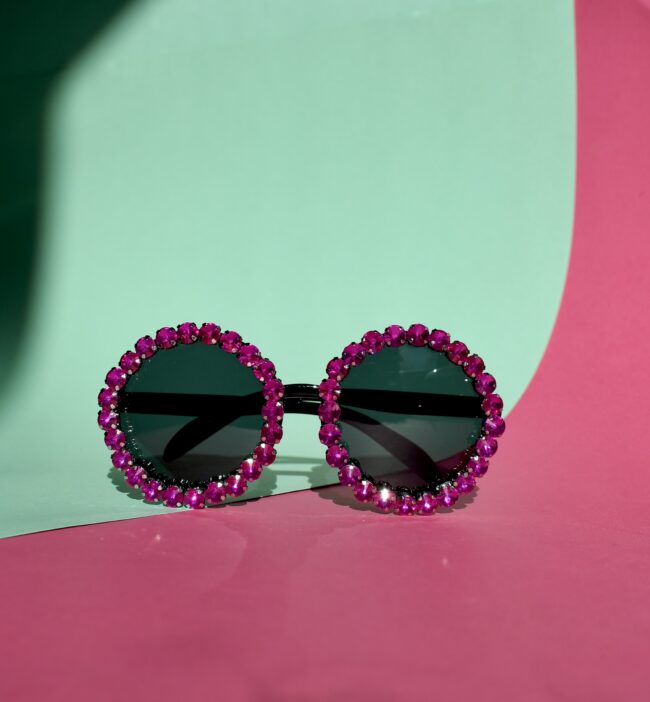 Pyöreät timantti aurinkolasit fuksia titiMadam Jewelry Pyöreät timantti aurinkolasit fuksia titiMadam Jewelry