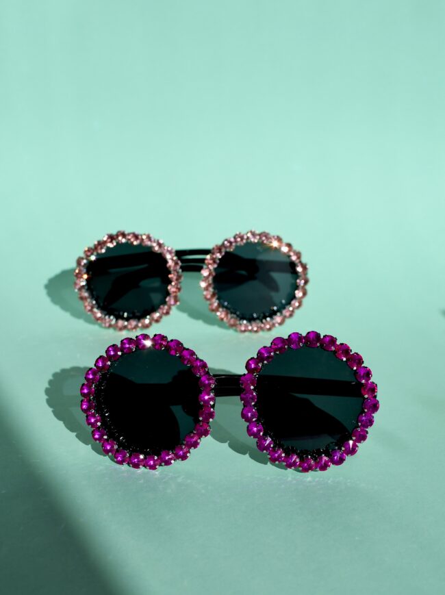 Pyöreät timantti aurinkolasit fuksia vaaleanpunainen titiMadam Jewelry Pyöreät timantti aurinkolasit fuksia vaaleanpunainen titiMadam Jewelry