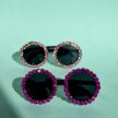Pyöreät timantti aurinkolasit fuksia vaaleanpunainen titiMadam Jewelry