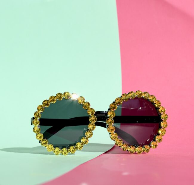 Pyöreät timantti aurinkolasit keltainen titiMadam Jewelry Pyöreät timantti aurinkolasit keltainen titiMadam Jewelry