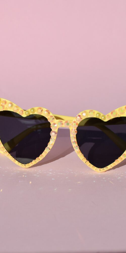 Keltaiset Sydän TimanttiHelmi Aurinkolasit titiMadam Jewelry
