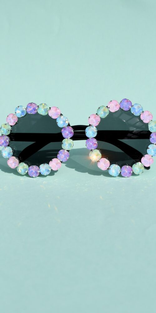 Moniväriset kotimaiset pastelli pyöreät timantti aurinkolasit titiMadam Jewelry