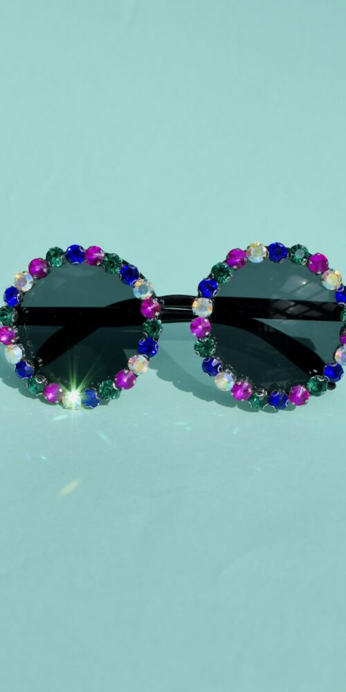 Moniväriset kotimaiset pyöreät Festari timantti aurinkolasit titiMadam Jewelry