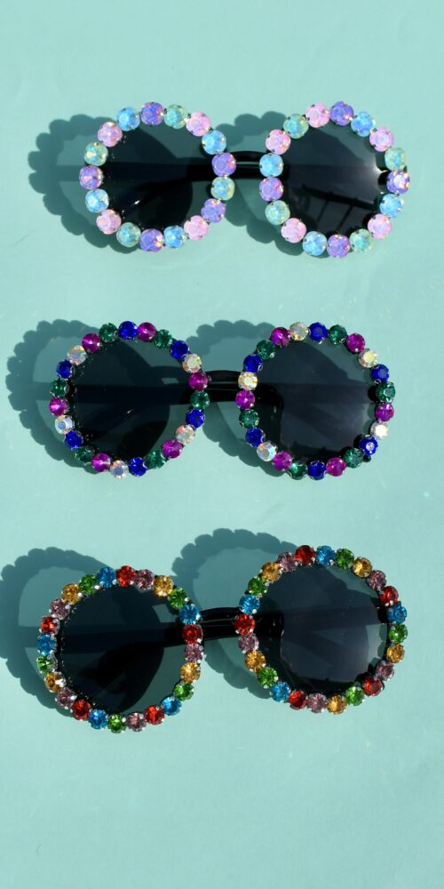 Moniväriset kotimaiset pyöreät timantti aurinkolasit titiMadam Jewelry