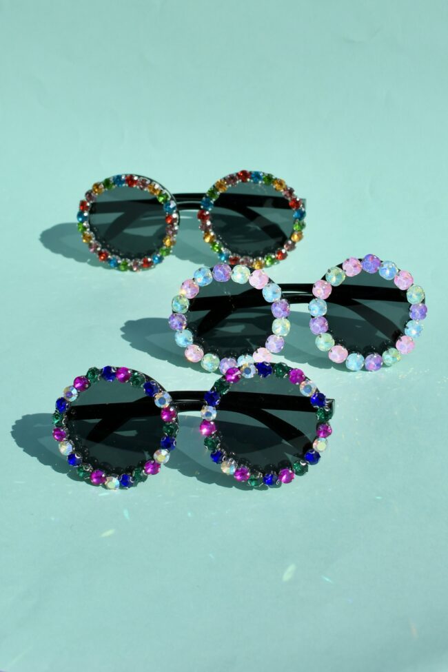 Moniväriset pyöreät timantti aurinkolasit titiMadam Jewelry Moniväriset pyöreät timantti aurinkolasit titiMadam Jewelry