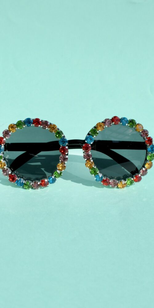 Moniväriset timantti Vappu aurinkolasit titiMadam Jewelry