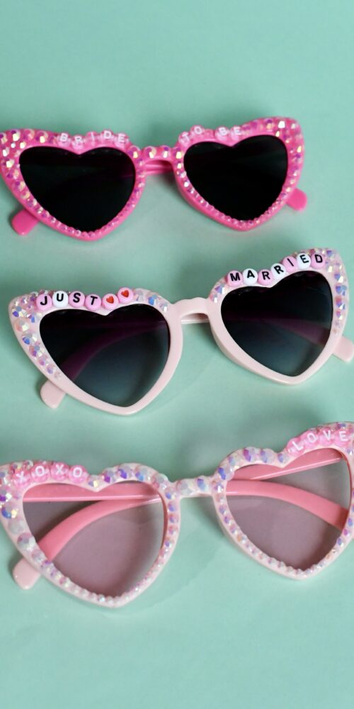 Vaaleanpunaiset Sydän aurinkolasit häihin ja polttareihin titiMadam Jewelry