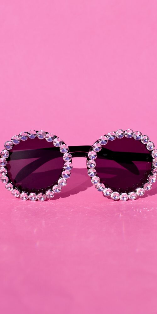 Pyöreät oversize timantti aurinkolasit vaaleanpunainen titiMadam Jewelry 2