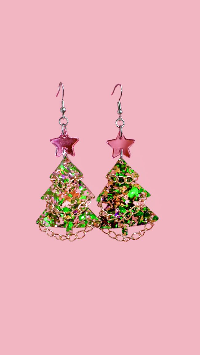 Vihreät flakes Joulukuusi Glitter Korvakorut titiMadam Jewelry Vihreät flakes Joulukuusi Glitter Korvakorut titiMadam Jewelry
