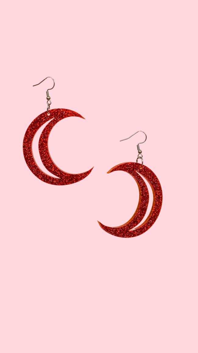 Glitter Kuu korvakorut punainen glitter sävyssä titiMadam Jewelry Glitter Kuu korvakorut punainen glitter sävyssä titiMadam Jewelry