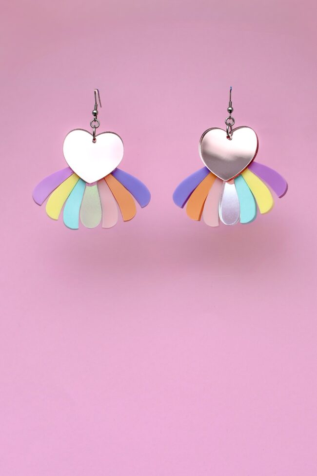 RainbowHeart Ruusukulta peili moniväriset sydän korvakorut titiMadam Jewelry RainbowHeart Ruusukulta peili moniväriset sydän korvakorut titiMadam Jewelry