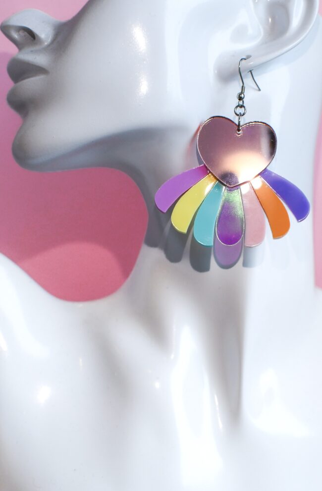 RainbowHeart Sydän uniikit moniväriset korvakorut ruusukulta glitter pastelli titiMadam Jewelry RainbowHeart Sydän uniikit moniväriset korvakorut ruusukulta glitter pastelli titiMadam Jewelry