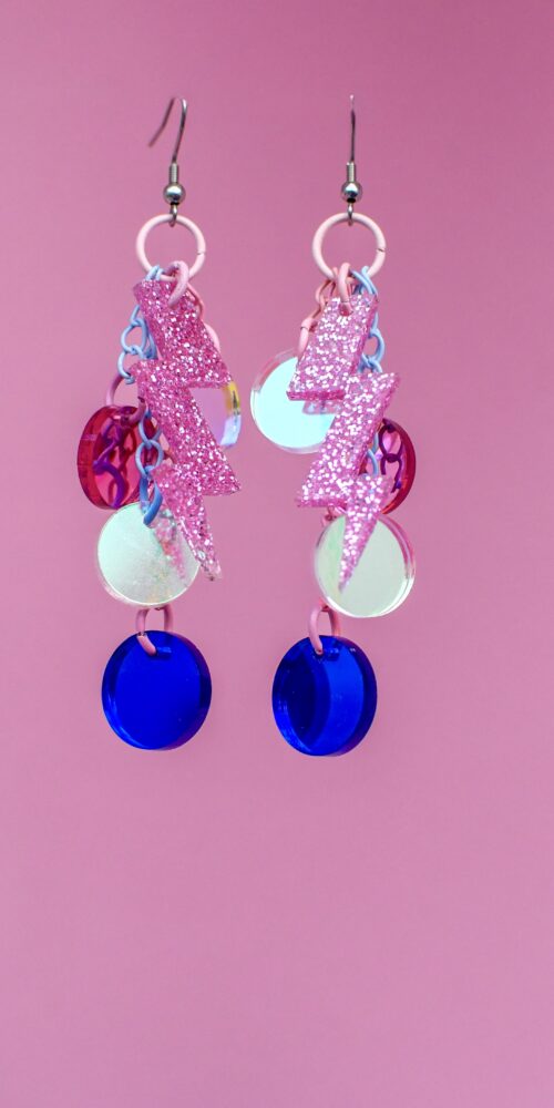 DOP Light Uniikit Spessukorvikset vaaleanpunainen glitter titiMadam Jewelry